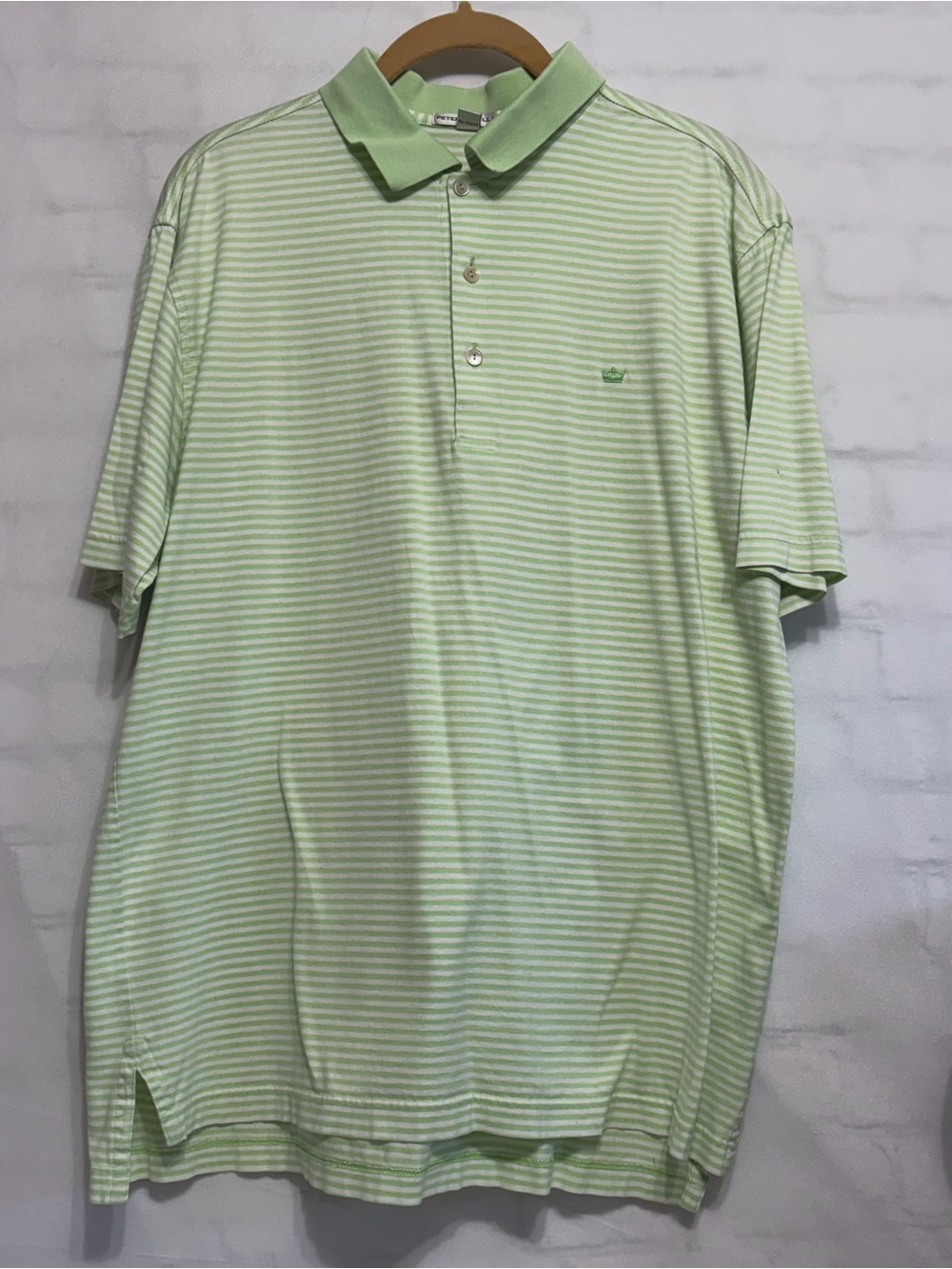 PETER MILLAR Summer Comfort Green Striped Short Sleeve Polo Shirt, Golf Med